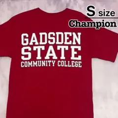 Champion　Tシャツ　S　レッド　赤　プリント　カレッジ　ロゴ　USA古着