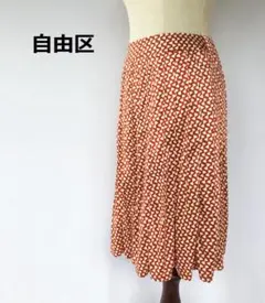 自由区　ミディ丈 総柄 サテン フレアスカート size34　オンワード樫山のサムネイル