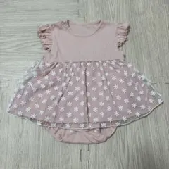 【横あき】80cm ベビー ロンパース 花柄 ピンク
