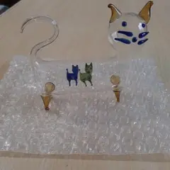 ロベルトニーデラー 吹きガラス 猫 鳥 フォークアート ガラス彫刻 置物