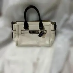 COACH レザー トートバッグ ホワイト/ブラック