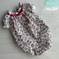 No.205  犬服ハンドメイド　バルーンワンピース　小花柄赤