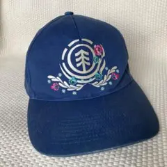 ELEMENT キャップ ブルー　シルバーのロゴ　コットン　スナップバック