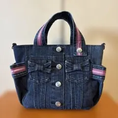 デニムリメイクバッグ　リメイクトートバッグ　ミニ　2way ハンドメイド