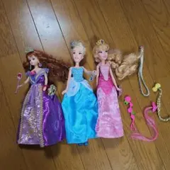 ディズニープリンセスドールセット 3体 衣装付き