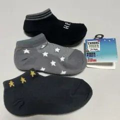 新品　キッズ靴下 3足セット カジュアル　スニーカー丈　メッシュ編み　補強