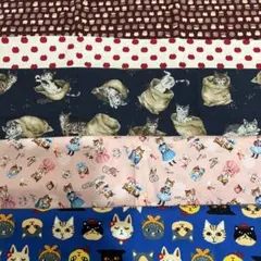 生地　まとめ売り★5枚セット★猫柄