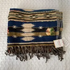 新品未使用　エスニック　オルテガ　大判ストール　マフラー　送料込み　青