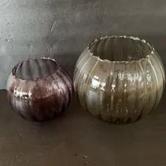 Sghr パフ：モールボール花器 (M)タン　 (S) ワインレッド2個