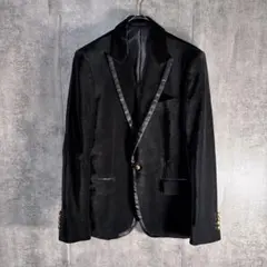 MEN’S MELROSE ベロア テーラードジャケット 黒 金ボタン 3