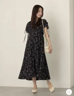 honono シャーリングスリーブマタニティワンピース Flower