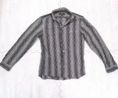 【美品】ハイダウェイニコル ジャガード ストライプ長袖シャツ 46 M