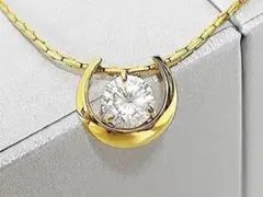 【極美品】一粒ダイヤモンド　0.459ct ゴールドネックレス　鑑定書付