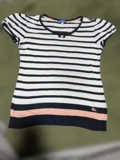 BURBERRYブルーレーベル★ボーダー半袖ニットTシャツ★美品★とても上品★