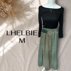 LHELBIE レルビエ 異素材切り替え チェックスカート パッチワーク ベルトのサムネイル
