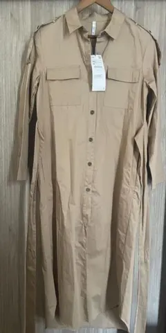 ZARA シャツワンピース　ロング　ベージュ　未使用品