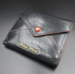MIU MIU 財布 ハート ラブレター 黒 ブラック&レッドのサムネイル