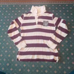 BURBERRY キッズ ポロシャツ 10Y 白と紫のストライプ