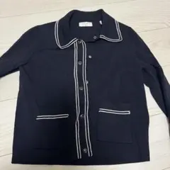 sandro ネイビー ノーカラージャケット