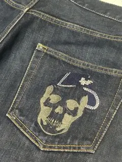 ルシアンペラフィネ スカル 刺繍 インディゴ スキニー デニム 29 丈95.5