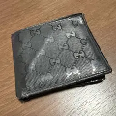 GUCCI 二つ折り財布 GG柄 ブラック
