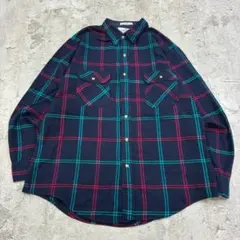 NORTHWEST TERRITORY　ネルシャツ　L　ネイビー　チェック　古着