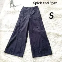 スピックアンドスパンネイビー 濃紺 スリット入り ワイドパンツ レディース S