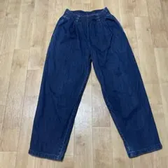 ダークブルー ウエストゴム デニムパンツ