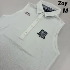 【美品】ZOY レディース ノースリーブ ポロシャツ ホワイト M