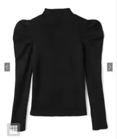 ブラックリブニット パフスリーブ 長袖