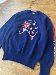 オーストラリア製Hy Sport デザインニット　クルーネックセーター　古着