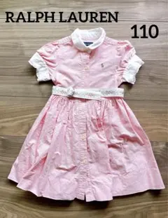 ラルフローレン キッズ ワンピース 半袖 ピンク 襟付き ベルト付き 110