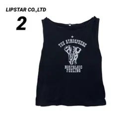 LIPSTAR 象 プリント タンクトップ ノースリーブ ブラック 綿 2 夏のサムネイル