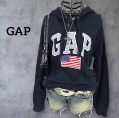 y2k 平成 ギャル ギャップ GAP パーカー 星条旗 USA アーチロゴ
