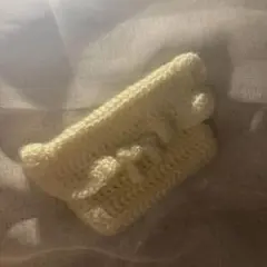 ハンドメイド　かぎ編み　編み物　ポーチ　リボンフリル　デジカメケース