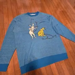 graniph グラニフ ウサギ 鳥獣戯画プリント ニットセーター XL