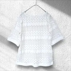 【a.v.v standard】プルオーバー レース ラウンドネック 透け感 白