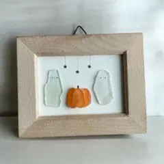 匿名・送料込み ハロウィン シーグラス アート おばけ かぼちゃ