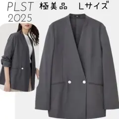 極美　PLST　2025　ハイストレッチトリコットカラーレスダブルジャケット　L