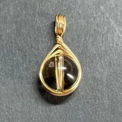 WP349 天然石 ワイヤーラッピング ペンダントトップ レモンクォーツ