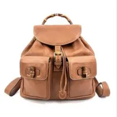 希少】GUCCI グッチ バンブーリュック オールレザー キャメル E735