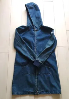 X-girl★フード付きダブルジップ　ロングデニムジャケット