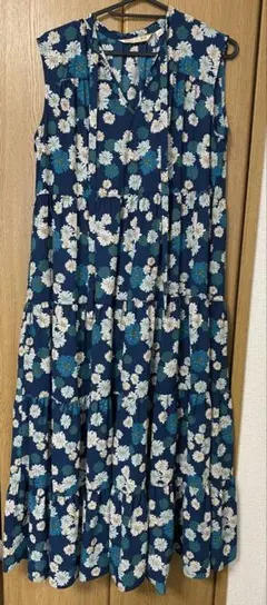 ポール&ジョー×ユニクロ　花柄　ネイビー　ロングワンピース