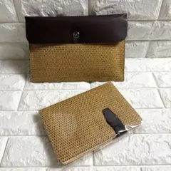 ラタン調 A5 ノートカバー 手帳カバー ブラウン 新品未使用のサムネイル