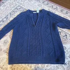 L.L.Bean ネイビー ケーブルニット セーター
