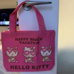 ハローキティ 日焼けキティ ハンドバッグ ミニトートバッグ ピンク チャック付き