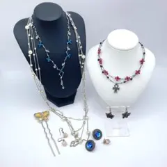 【TS】メッキアクセサリー まとめ9点 ネックレス ピアス チョーカー ビーズ