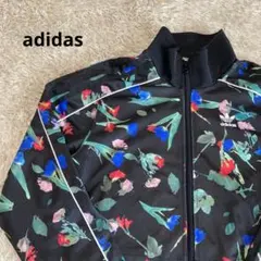 アディダス トラックジャケット ファイヤーバード S 黒 花柄 ショート丈