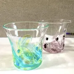 【未使用】匠工房　グラス　琉球ガラス村　ロックグラス　2個　セット　波