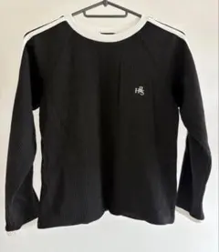 リブ編み ブラック 長袖カットソー　140センチ